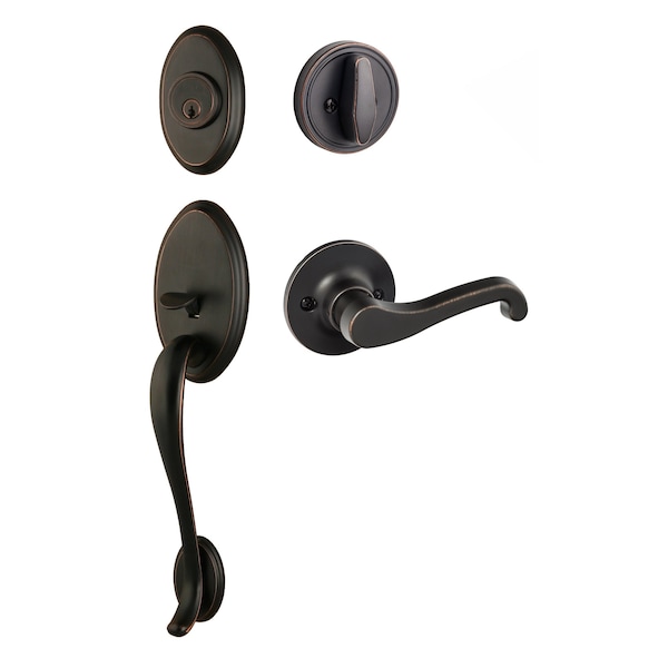Sure-Loc Hardware Sure-Loc Hardware Aspen Handleset, Sage Lever Handleset Trim, Vintage Bronze, Right Hand AN507-SG RH 11P - main